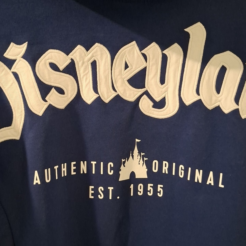 Disney Women's Oversized Blue Zip Hoodie with White Embroidered Logo (Size XS) - Picture 10 of 13